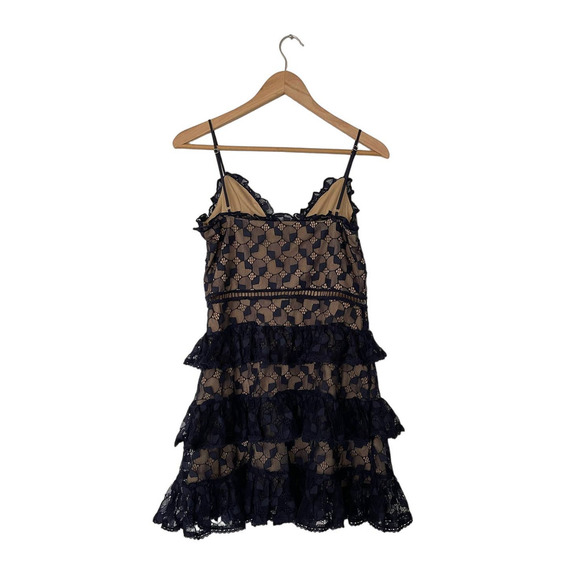 Anthropologie J.O.A. Blue Lace Ruffle Tiered Dress - Picture 5 of 7